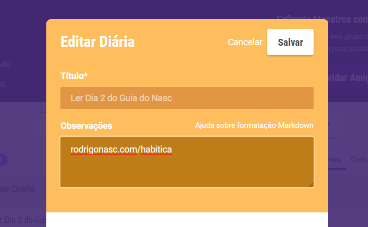 Pode colocar o link nas observações! No curso gratuito de 30 dias te ensino como colocar o link direto no nome da diária.